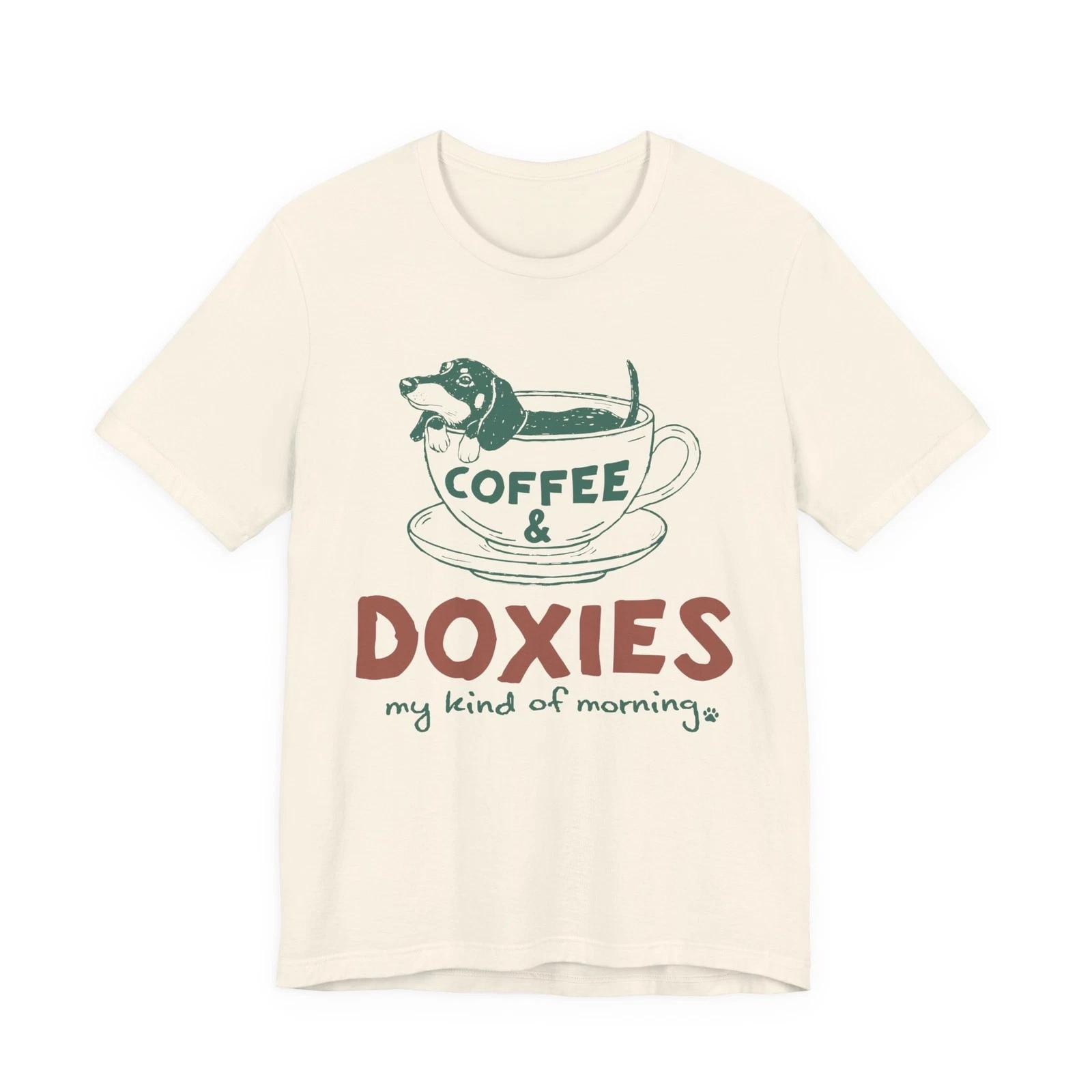 Coffee & Doxies T-Shirt | Dachshund Coffee Tee Unisex T-Shirt 4XL