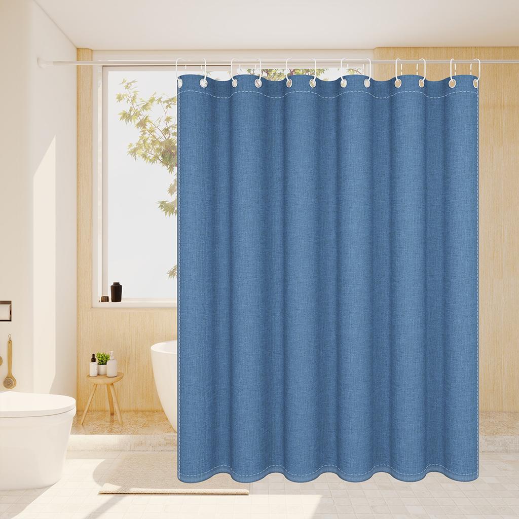 Simple Solid-Color Imitation Linen Shower Curtain, Adding A Simple And Elegant Touch To The Bathroom.