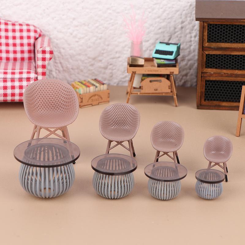 1Pc Puppenhaus Zubehör Dekoration Spielzeug Puppenhaus Miniatur Simulation Balkon Rattan Stühle Tische und Stühle Möbel Modell