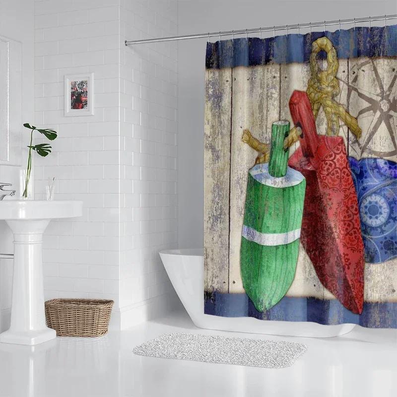 House Hold Waterproof Fabric Household Shower Curtain Accessories Shower Curtain 240 * 200 Home Marine Style Shower Curtain