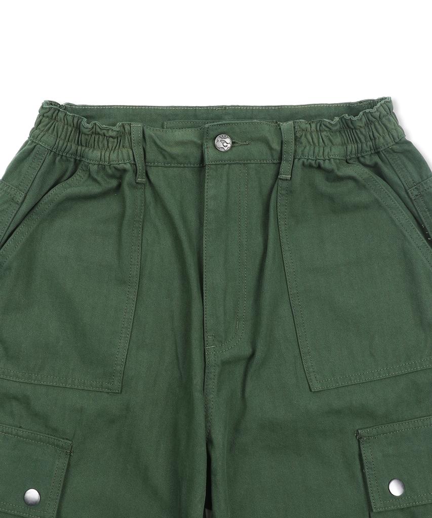 GLACK Gp172 Loose Cargo Herringbone Cotton Pants (Olive)