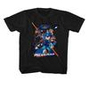 Mega Man Collage Orange Beam Black Youth T-Shirt