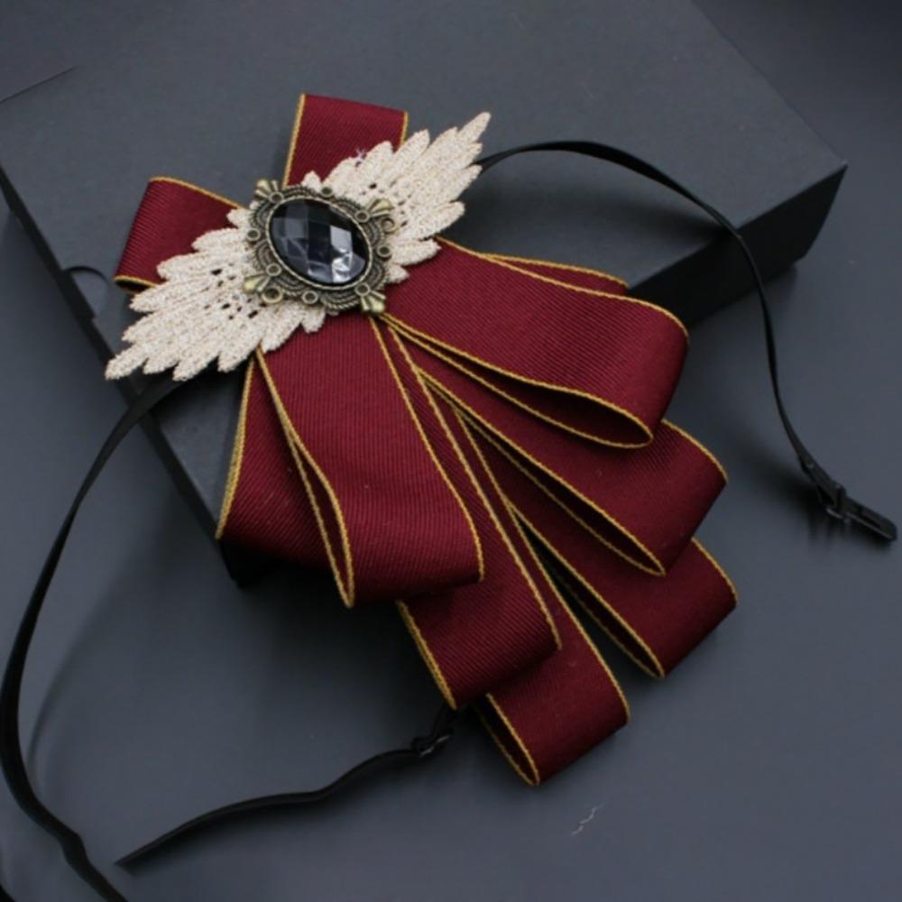 Fashion Faux Stone Men's Suit Lapel Flowers Alloy Polyester Bow Tie Necktie Neck Decoration Groom Formal Suit