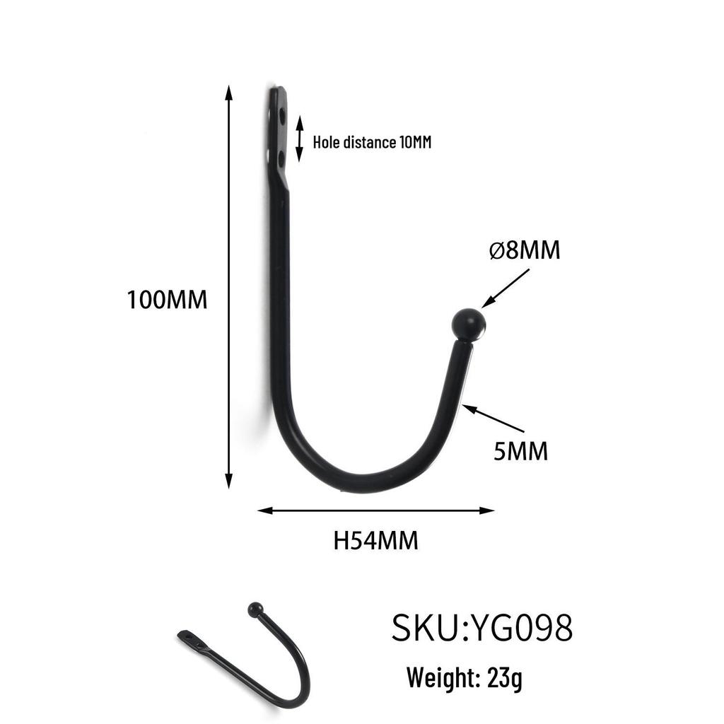 Black Metal Double Hole Iron Hook for Coats and Hats