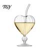 Professionelles Bartender-Glasware Herzförmiges Cocktailglas, 220 ml Klarer Kelch mit Strohhalm, Elegante Raffinierte Weingläser für Dates Kaltgetränk