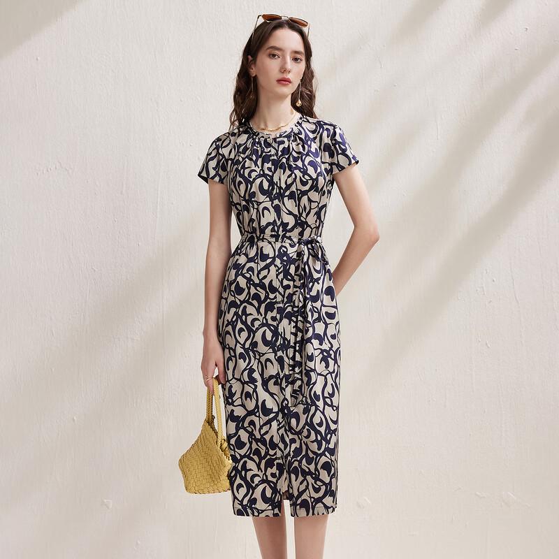 Zhaojun Mulberry Silk Printed Midi Dress