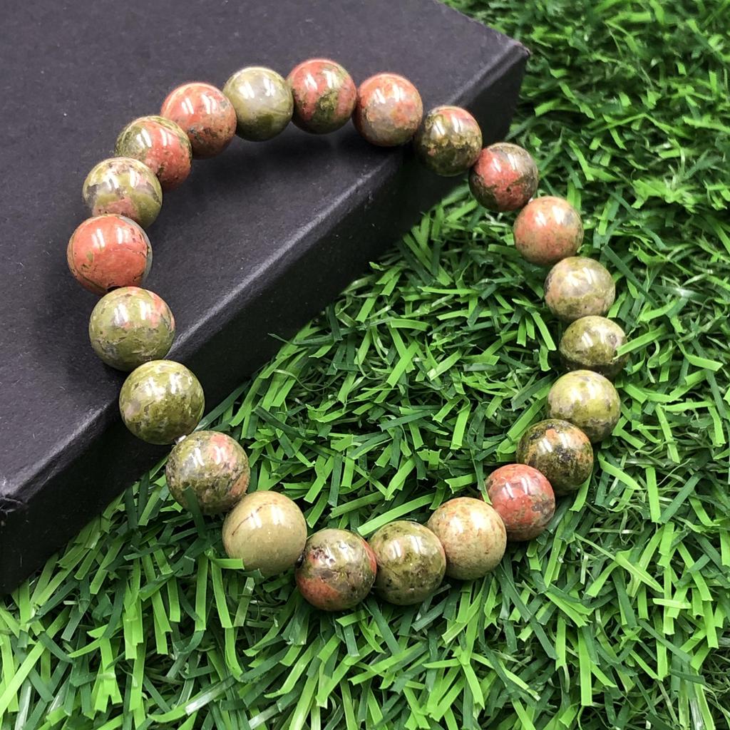 8mm Unakite Jasper Gemstone Beads Bracelet 7.5" Handmade Beads Jewelry Daily-Wear Stretch Bracelet For Gift RBB-8