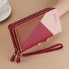 Women’s Long Wallet PU Leather Double Zipper Clutch Wallet Large Capacity Wristlet Purse Color Block Phone Wallet Card Holder Coin Purse RFID Wallet