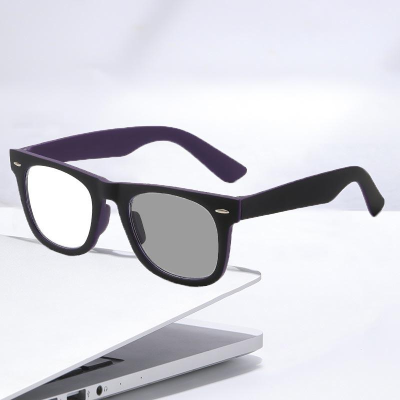 Fashion Retro Pochromic Reading Glasses Women Men Large Frame Anti Blue Light Far Sight Eyeglasses Outdoor Sunglasses To +4.0