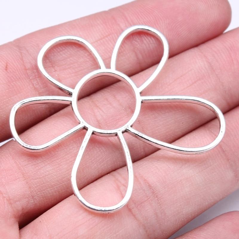 Hollow Flower Pendant Charms for Jewelry Making Necklace Earrings DIY Jewelry Accessories Charms Silver Flower Pendants