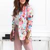 Bürodame Blazer Bunter Druck Slim Frühling Herbst Ziertaschen Floral Anzug