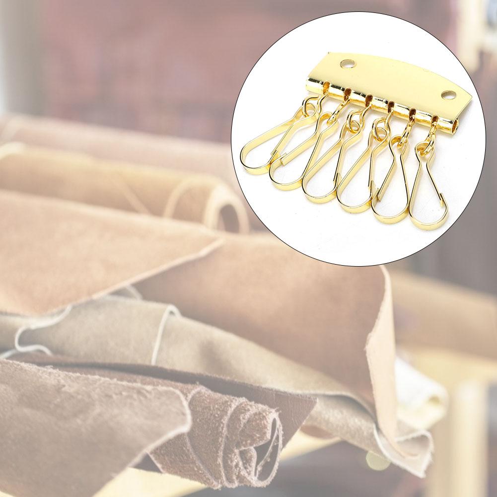 Portachiavi Portafoglio Borsa in Pelle Ferramenta Chiave   Fila   Porta 6 Ganci Chiusura Clip (Oro)