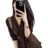 Women's Autumn 2025 Slim Fit V-Neck Twisted Long-Sleeve Top
