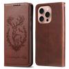 For iPhone 16 Pro Stand Case Lucky Deer Imprinted Magnetic Closure Leather Wallet Phone Cover