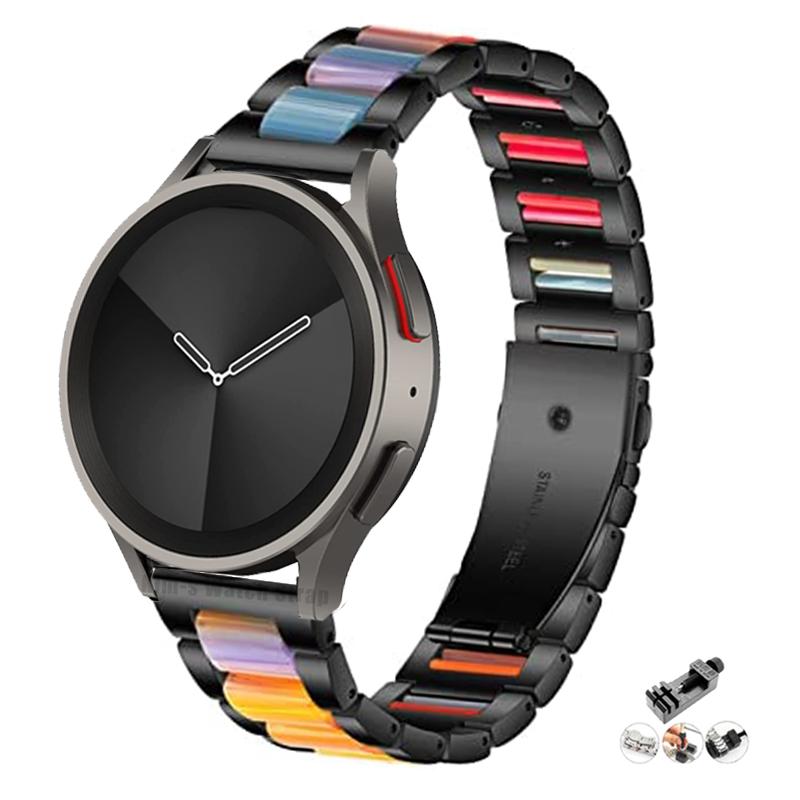 Pulseira de metal + resina de 20mm 22mm para samsung galaxy watch 5 pro 4 3 pulseira clássica 40mm 44mm 42mm 46mm 45mm active 2