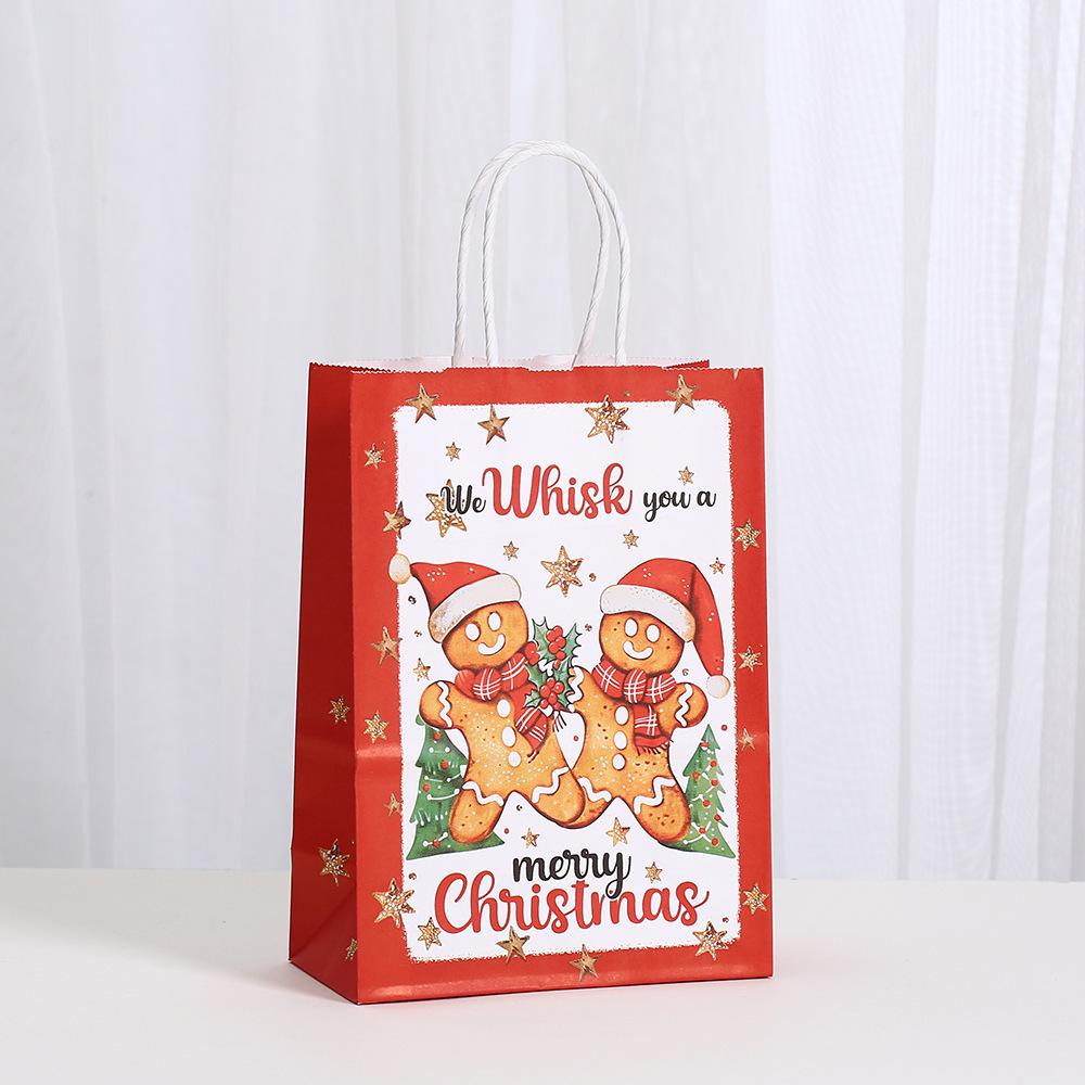 Christmas Gingerbread Man Kraft Paper Tote Bag for Gifts and Shopping