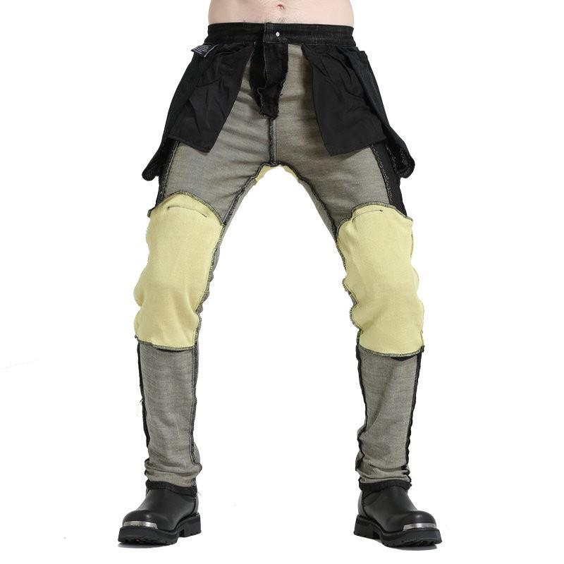 Mens Motorcycle Riding Jeans Anti-Slip Abrasion Resistant Protective Pants With Extended Knee Guards