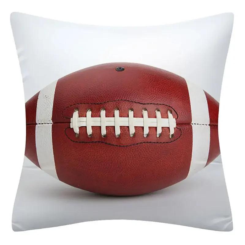 Vikama Sports-Themed Rugby And Basketball Decorative Square Cushion Cover, Suitable For Cars, Sofas, Offices, And Home Decor