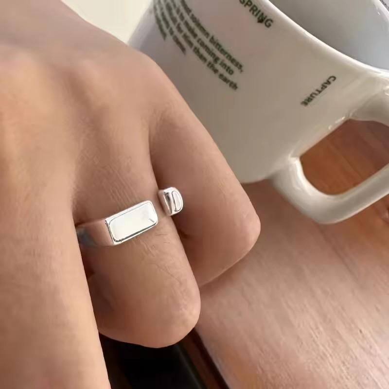 925 Silver Rings INS Fashion Hip Hop Vintage Couples Adjustable Jewelry Hollow Lines Punk Thai Silver Party