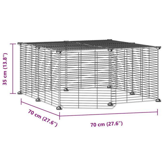 3114054 vidaXL Cage animaux de compagnie à 12 panneaux et porte Noir 35x35 cm