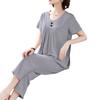 2-teiliges Damen-Pyjama-Set Kurzarm-Oberteil und Cropped-Hose Nachtwäsche-Set Sommerlich Lässig Lounge-Outfits