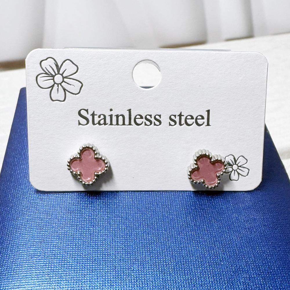9MM Small Four-leaf Flower Earrings Fashion Fresh Small Earrings