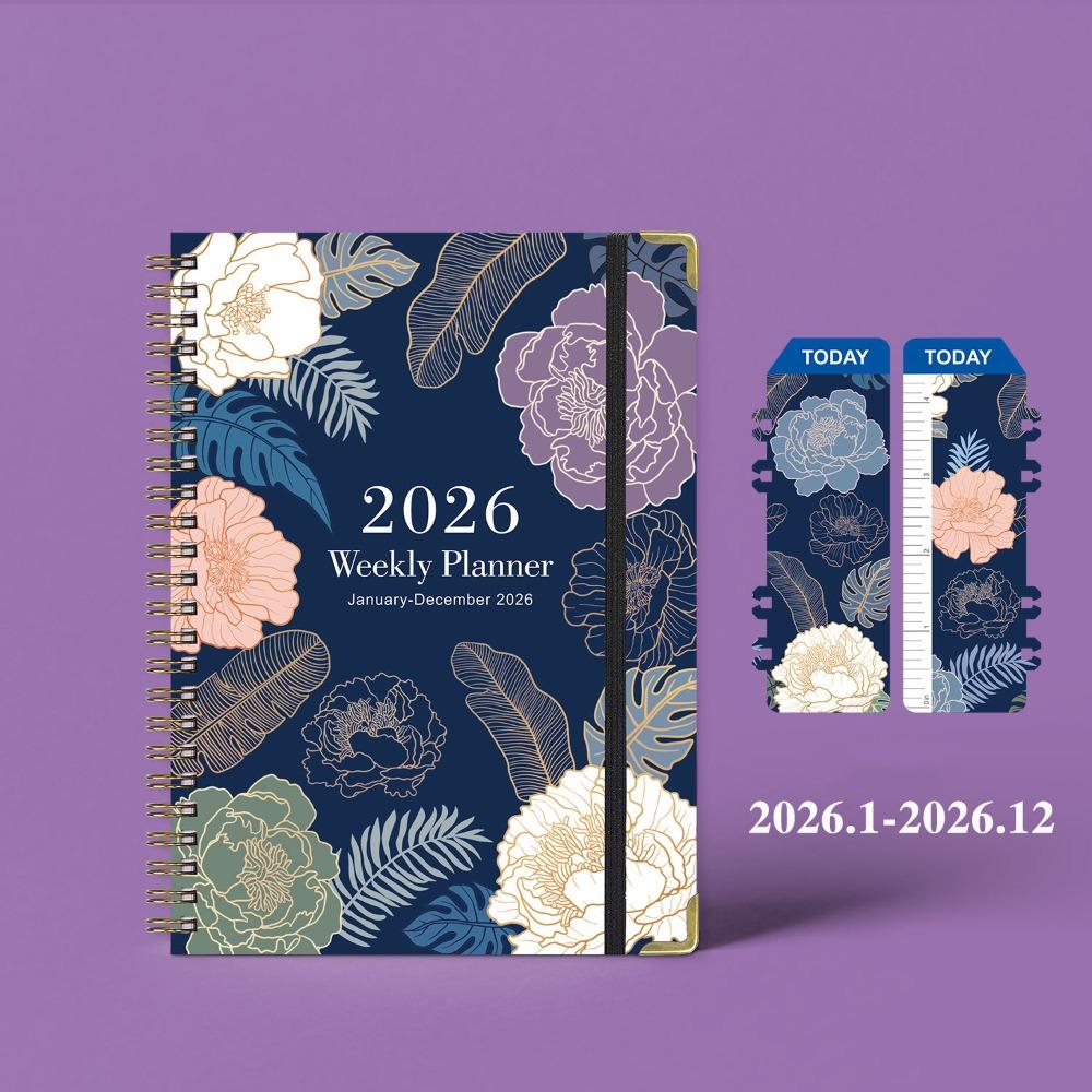 Flowers 2026 Schedule Book A5 Planner Notebook Portable Daily Planner Office Supplies