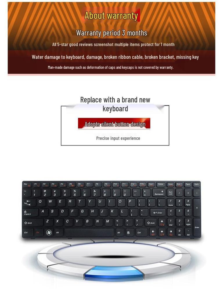 Compatible with Lenovo B570, Z570, Z575, V570, V570C, B590, B575E, V580, B580 Keyboards