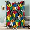Cute Cartoon Style Rubiks Cube Throw Lightweight G Flannel Blanket Soft Skinfriendly for Summer Cooling