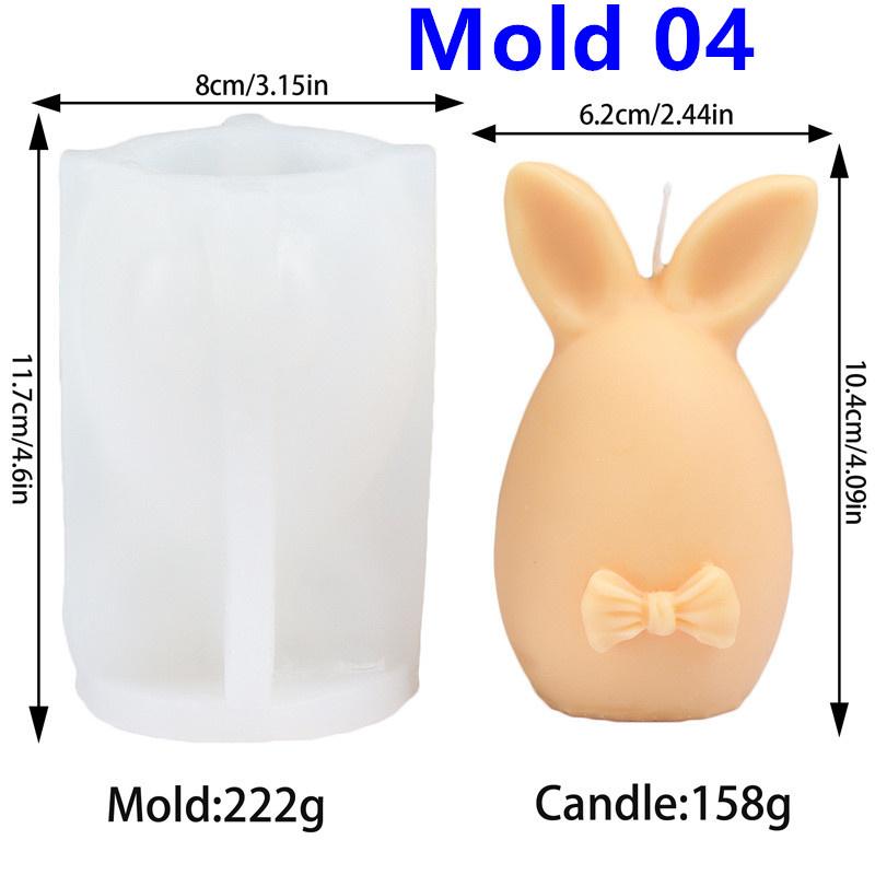 Easter Bunny Egg Silicone Candle Mold DIY Cute Spring Easter Egg With Bowknot Rabbit Ear Sculpture Candle Soap Decoration Party