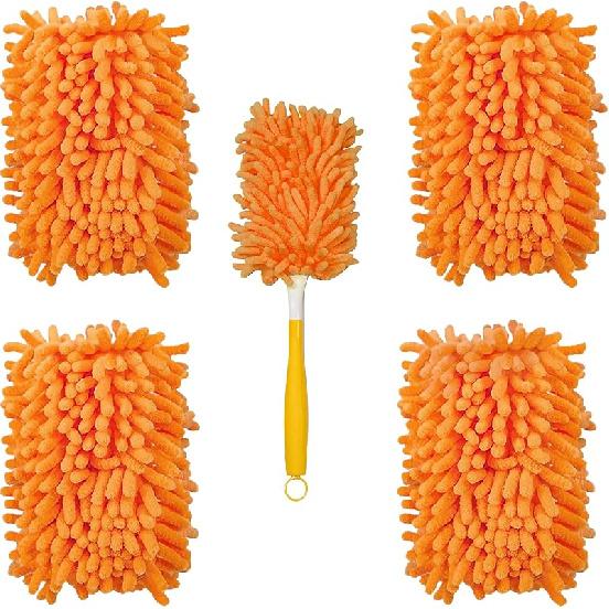 Reusable Duster Refill Compatible with Swiffer Hand Duster - 360 Heavy Duty Microfiber Duster Refills - 4 Pack for Ceiling Fans, Furniture, and