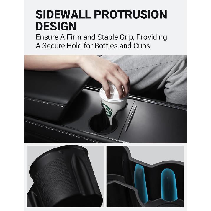 Motrobe Tesla Model Y -2024 Model 3 - Center Console Cup Holder Ert Tesla Center Console Interior Accessories (Not Fit Model Y Juniper 2025 2026