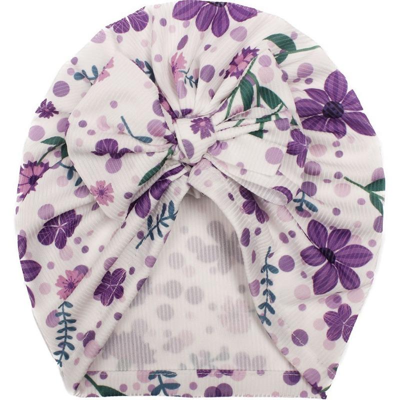 New Baby Bow Pullover Hat, Thin Creative Printed Children's Hat, Comfortable Baby Tire Hat
