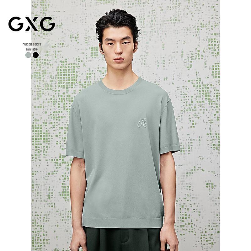 GXG Men s Simple Solid Color Crew Neck Short Sleeve Knit T-shirt M