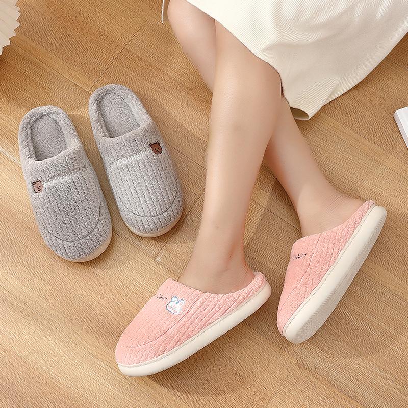 Winter Thick Plush Non-Slip Cotton Slippers for Men and Women