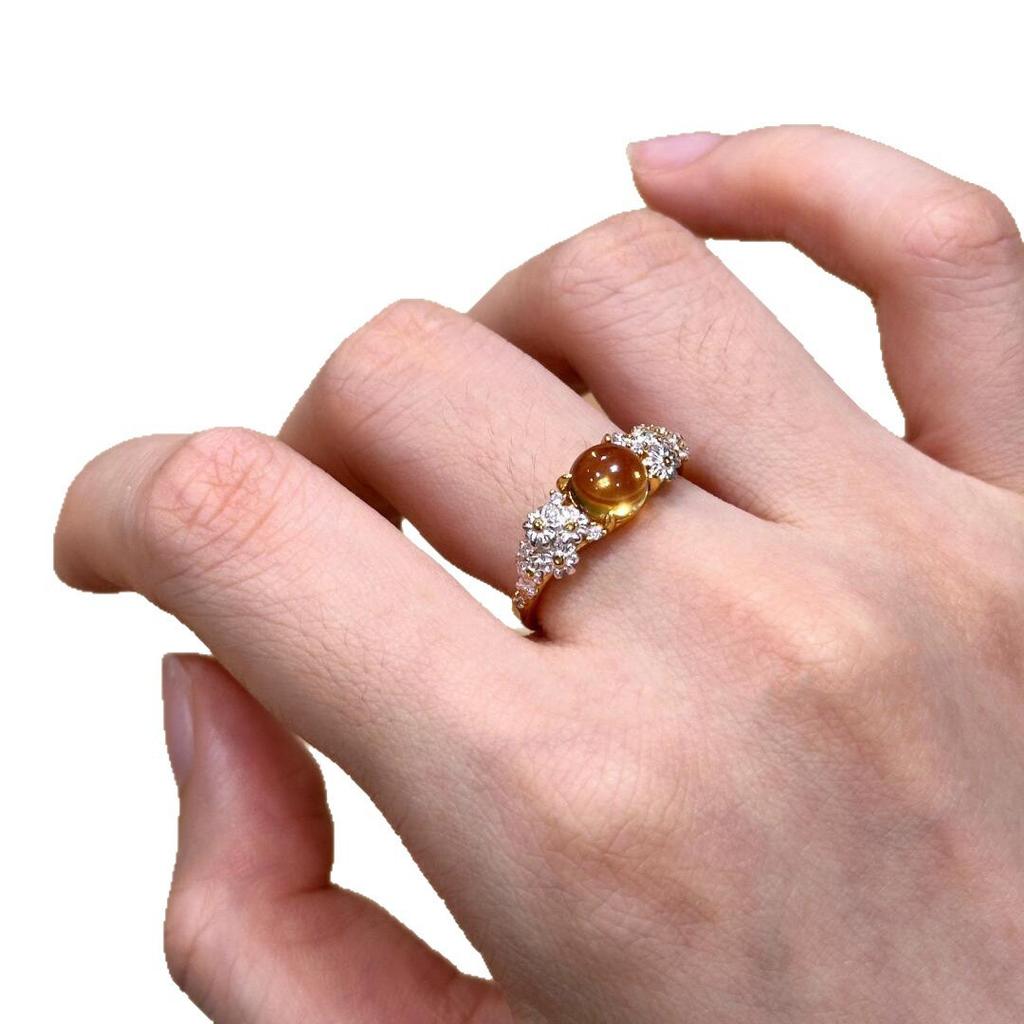 French light luxury egg surface flower ring retro court style noble elegance niche design high-end ring finger ring