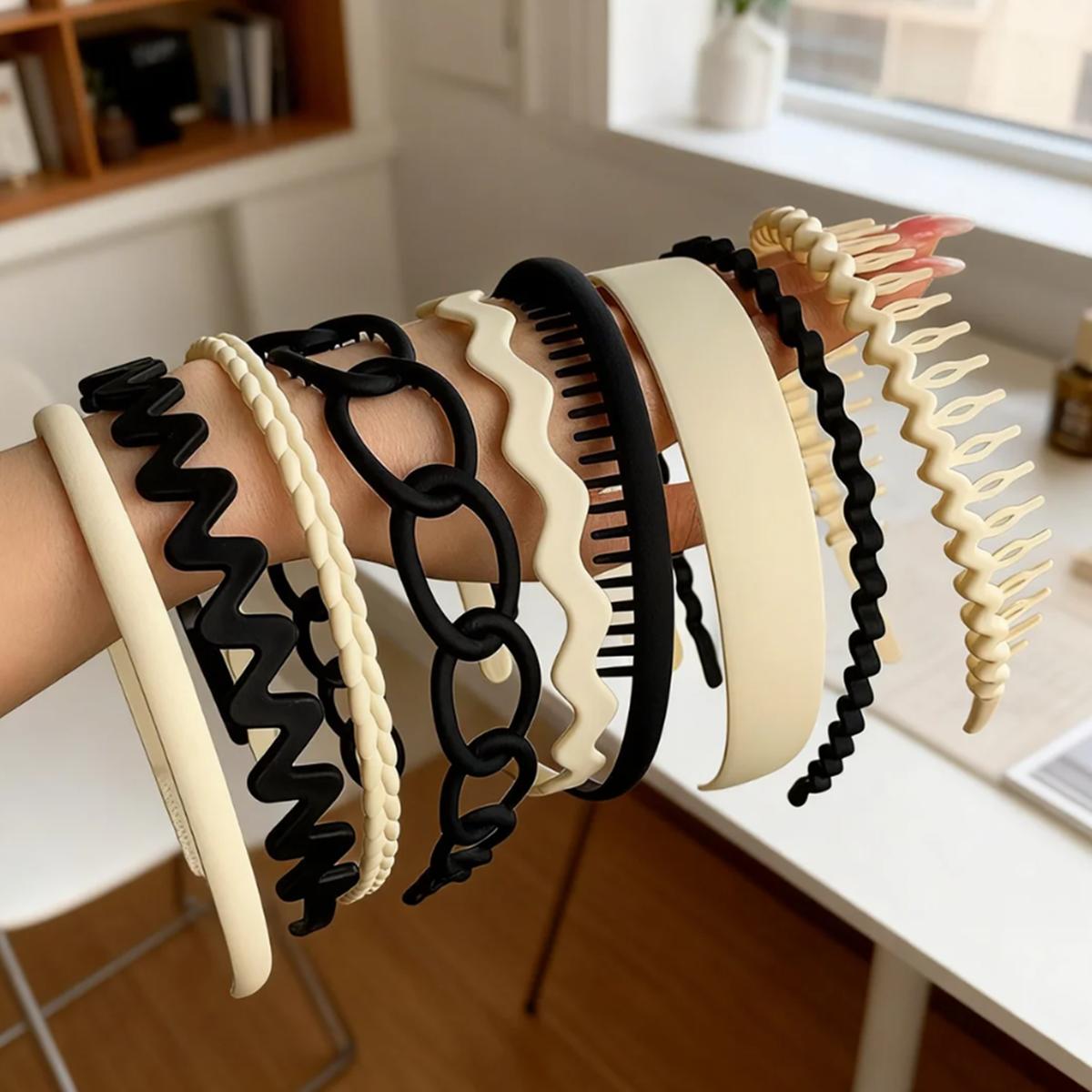 

9-Piece Set of Simple and Stylish Matte Toothed Hairbands, Hair Tidying Headbands, Outdoor Hair Hoops, Hair Accessories, Fashionable Hair Ornaments
