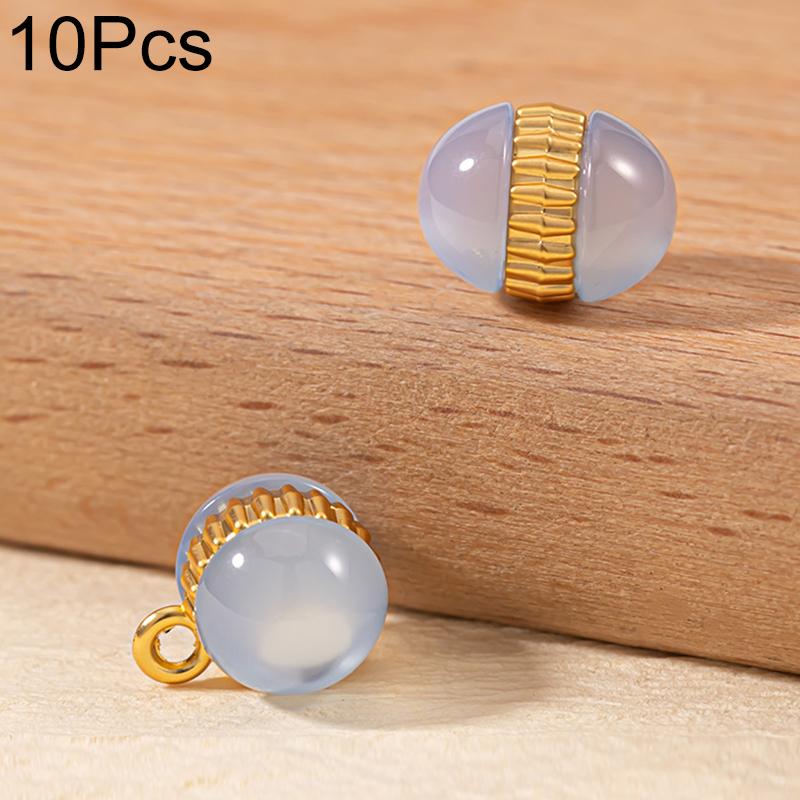 10Pcs Alloy National Style Auxiliary Materials Fashion Colorful Buttons Chinese Style Ellipse Resin Bead