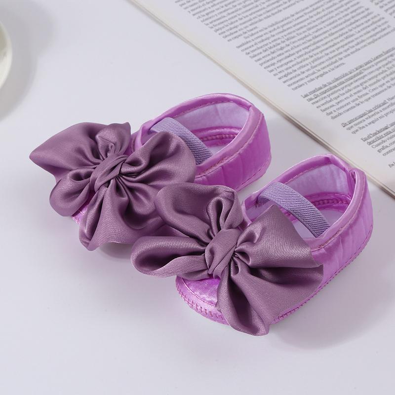 Infant Shoes Baby Bowknot Decoration Princess Shoes Solid Color Kids Shoes For 0-1 Year