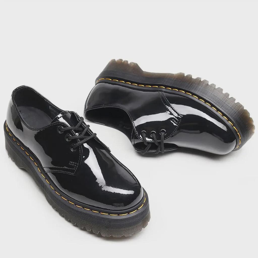 Aibiden 1461 Damen Plateau Lackleder Kurzstiefel mit runder Spitze