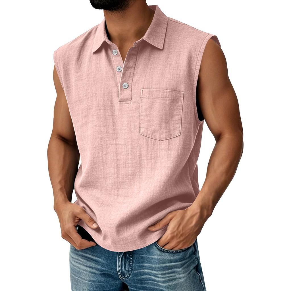 Men's Cotton Linen Sleeveless Vest Men's Casual Fashion Sports Sleeveless Vest
