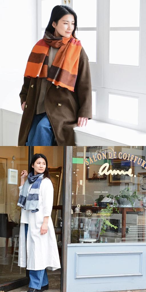 Cotton Scarf with Imabari Towel Check Gentle On the Soft and 188cm X 38cm Made In Comfortable and Easy To Perfect for Fall and ORIM [Emplet Veil] 100%