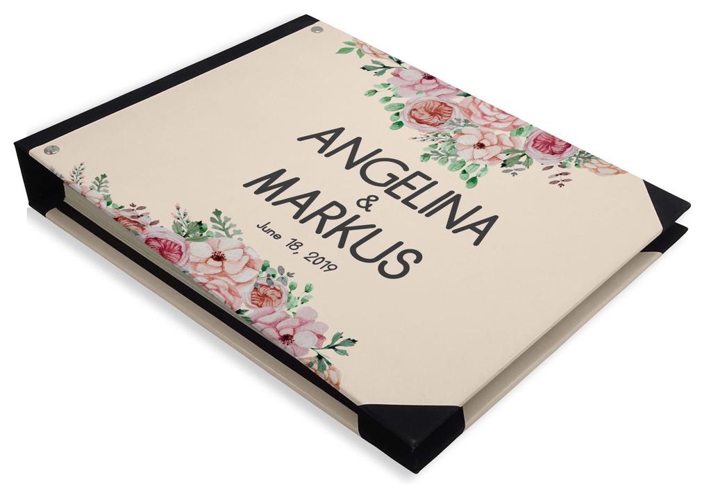 Darling Souvenir Blue Tree & Love Birds Cage Printed Wedding Guest Book Hardbound Cover Sign In Book Registry Scrapbook-7 x 9