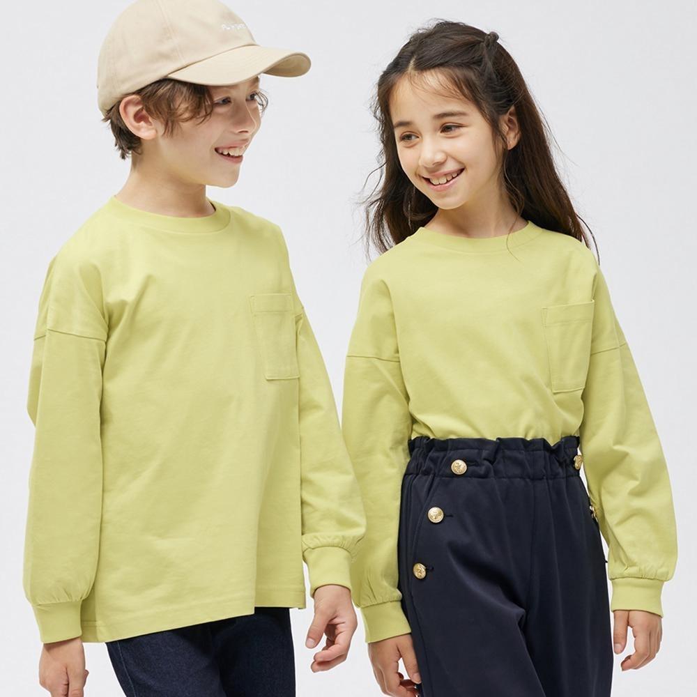 

GU by Uniqlo KIDS унисекс, хлопковая футболка с карманами и длинными рукавами