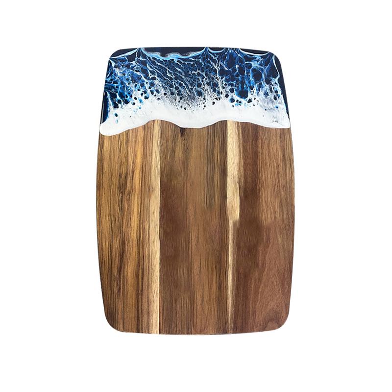 Customized Ocean Wave Resin Acacia Wood Cheese and Fruit Cutting Board Wave Resin Board