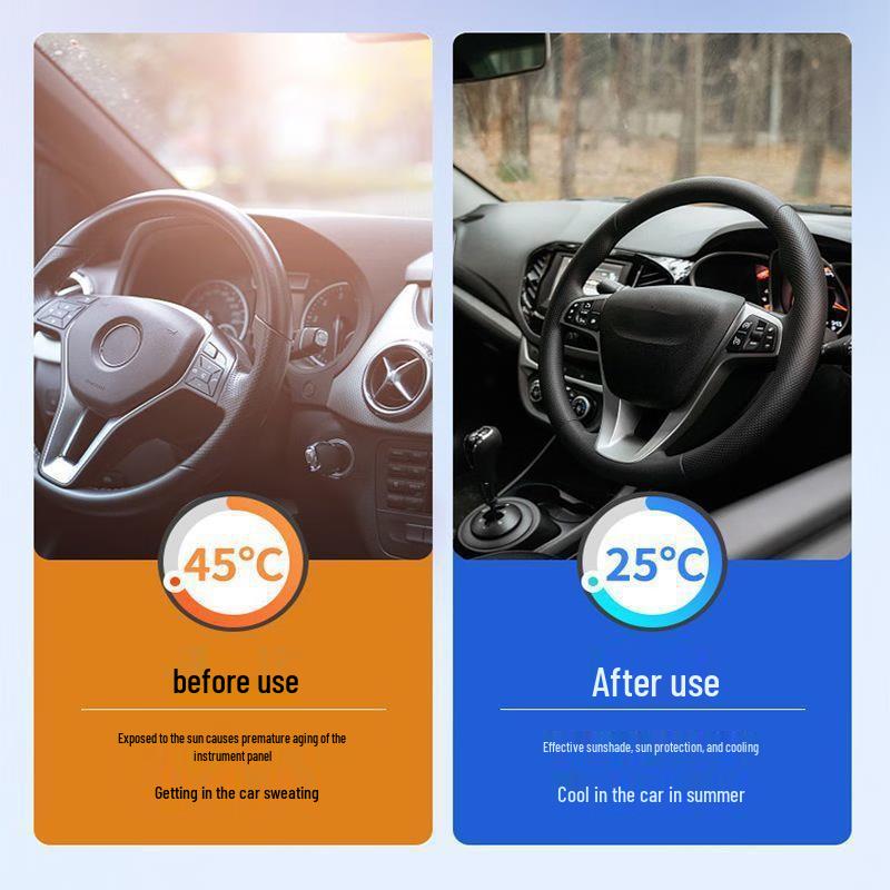 Car Front Windshield Sunshade - Interior Sun Protection Curtain