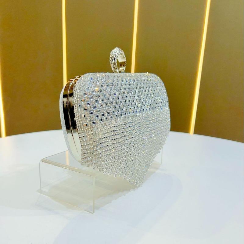 Fashionable Banquet Clutch, Diamond-encrusted Party Evening Bag, Paired with Wedding Dress, Banquet and Dinner Bag Casually