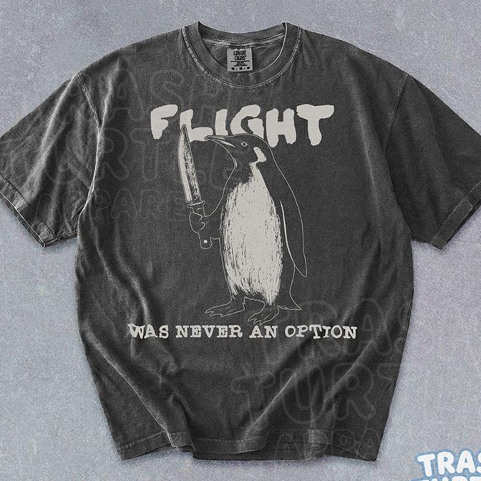 Flight Was Never An Option Shirt Funny Penguin TShirt Meme Animal T-shirt Humorous Penguin Tee 2XL