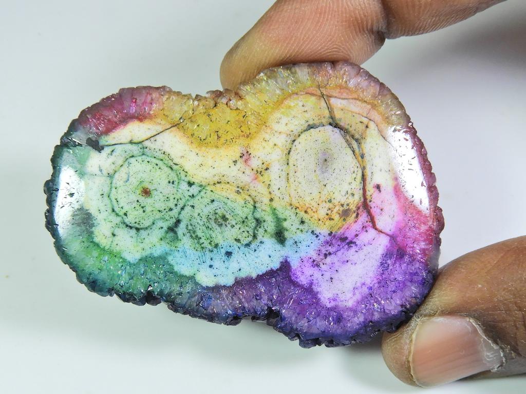 124Cts. Dyed Solar Druzy Agate Multi Colour Fancy Cabochon Loose Gemstone ET-34