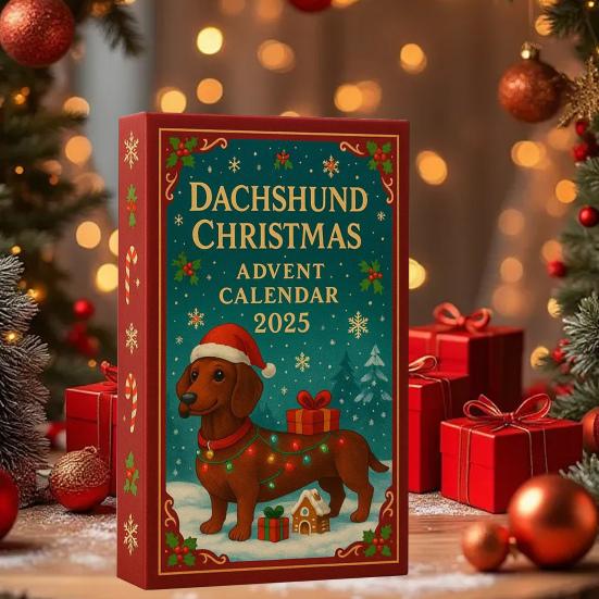 2025 Dachshund Christmas Advent Calendar 24 Days Acrylic Dog Themed Ornament Countdown Unique Gift for Dog Lovers